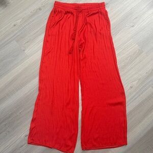 C&C California Red Silky Wide Leg Pants. Sz L